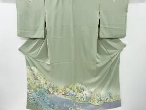 リサイクル　作家物　手描き友禅厳島神社模様五つ紋色留袖(比翼付き)